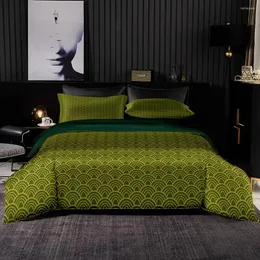 Defina a cama Japanese Luxury Green Conjunto de edredão 220x230 com travesseiro 173x218 Quilt Superfine Fiber King Bed Sheet