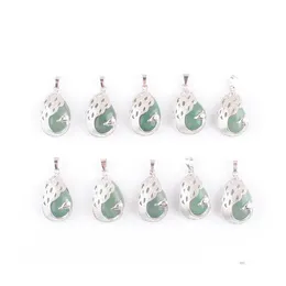 Pendant Necklaces Aventurine Gemstone Peacock Pattern Animal Shape Natural Gem Stone Teardrop Lucky Jewelry For Female Gift Dn4357 D Dhif7