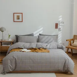 Sängkläder sätter bomull 4/6/7st grå geometrisk mjuk andningsbar enkel uppsättning täcken med dragkedja med dragkedjor lakor
