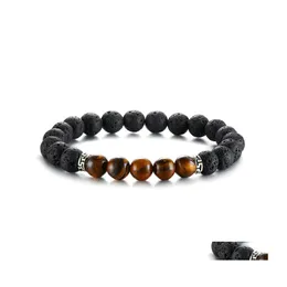 Bracelets de charme de pedra natural lava ioga contas 7 chakras Óleo essencial bracelete de bracelete para homens jóias de jóias dhs entrega dhi2f