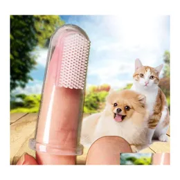 Dog Grooming Pet Finger Toothbrush Teddy Brush Bad Breath Tartar Teeth Care Cat Cleaning Supplies Tooth Drop Delivery Home Garden Dhswc