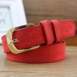 Bälten 2023LGFD916 Women's Belt Vintage Nubuck Suede Man gjorde läder kvinnlig kort modeklänning