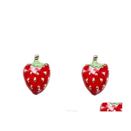 Stud Drop Of Oil Red Stberry Ear Studs For Women Girls Children Nice Gift Lovely Fruit Earring So Cute Girl Jewelry Delivery Earrings Dhzkf