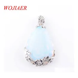 Pendant Necklaces Tear Water Drop Love Natural Opalite Gem Stone Necklace Reiki Bead Women Jewelry N3466 Delivery Pendants Dhrt5