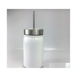 Kupalar diy 17oz süblimasyon mason kavanoz paslanmaz çelik su bardağı çift duvar tumbler st lid teneke kutu kahve bira suyu kupa damla dh08b