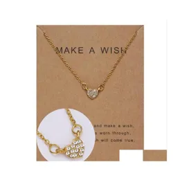 Pendant Necklaces 9 Designs Women Fashion Wish Card Charm Diamonds Loveheart Necklace For Girlfriend Birthday Gift Drop Delivery Jew Dhypx