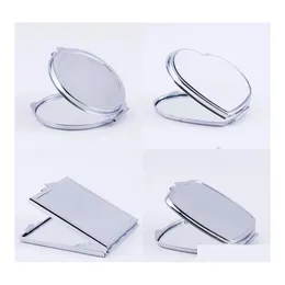 Speglar Sier Pocket Thin Compact Mirror Blank Rund Hearthaped Metal Makeup Diy Costmetic Wedding Present Drop Delivery Home Garden DHNF0