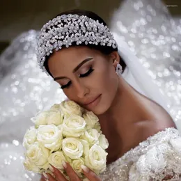 Headpieces Luxury Hair Band Wedding Clip Rhinestone Headpiece Bridal Headband Pearl Accessories Crystal Jewelry Bride Tiaras