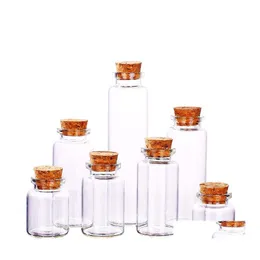 Packing Bottles Dia. 30Mm Flat Bottom Clear Glass Bottle Vial Ttransparent Testtube Tea Container With Cork Stopper Drop Delivery Of Dhtnx