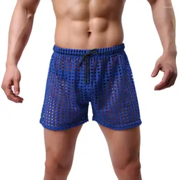 Underbyxor woxuan mäns ihåliga boxare mode lösa sexiga mesh byxor bekväma andningsbara torra underkläder