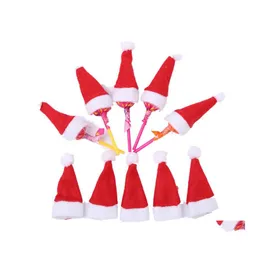 Decora￧￵es de Natal 10 PCs/LOT Mini Papai Noel Hat Lolipop Holder Decoration for Home Table Dinner Decor de Xmas Ornamento Drop De Dhwlm