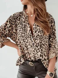 Blusas femininas camisetas de botão de tamanho grande e roupas góticas sexy mulheres bolso grunge y2k leopard estampa de camisa longa de camisa longa