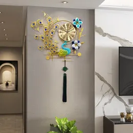 Wanduhren Pfau Stilvolle Uhr Luxus Nordic Smart Moderne Digitale Design Metall Horloge Murale Hause Dekoration LQQ35XP