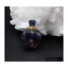 Anhänger Halsketten Natürliche Fluorite pro Flasche Charms Herzform Frauen Ätherisches Öl Diffusor für Jewerly Halskette 25x40mm Drop Del Dhvbh