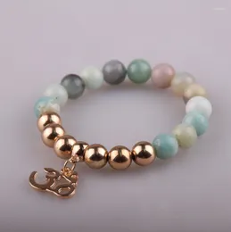 Strand Fashion Women Dress Armband 10mm Amazonite Stone With Eloy Ball 3D Charm Natural Stones Armband