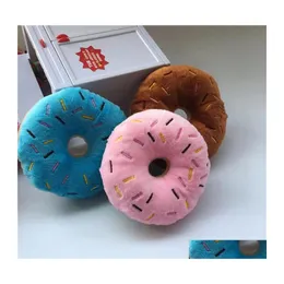 Dog Toys Chews Soft Donuts Plush Pet Chew Toy Cute Puppy Squeaker Sound Funny Small Medium Interactive Drop Delivery Home Garden Su Dhfkx