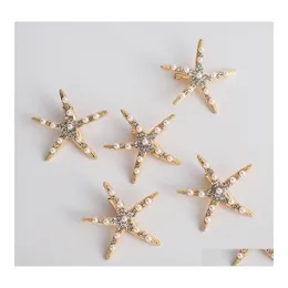 Hair Clips Barrettes Europe Fashion Jewelry Womens Starfish Metal Hairpin Clip Pin Lady Rhinstone Barrette Accessories Drop Delive Dhfha