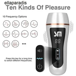 Brinquedos sexuais massageador masculino masturbador copo com 10 frequência vibração 3d textura realista vibrador vagina oral boquete máquina brinquedo para homem