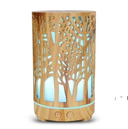 200ML Ultrasonic Air Humidifier Hollowout aromatherapy Machine USB Wood Grain Aroma Essential Oil Diffuser with 7Colors LED RRD124555762