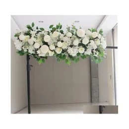 Decorative Flowers Wreaths 50Cm Diy Flower Row Acanthosphere Rose Eucalyptus Wedding Decor Peony Hydrangea Plant Mix Arch Artifici Dhn6M