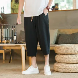 Pantaloni da uomo Baggy Cotton Harem Men 2023 Summer Japanese Women Hip Hop Plus Size Pantaloni larghi a gamba larga Pantaloni al polpaccio