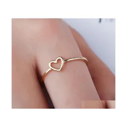 Band Rings Simple Hollow Heart For Women Couple Wedding Promise Infinity Eternity Love Jewelry Wholesale 2 Colors Drop Delivery Ring Dh7Cb