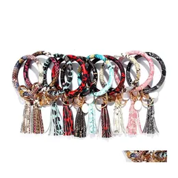 Nyckelringar Tassel Keys Chain Pu Leather Wristlet Holder Overized O Armband Bangle Keyring Women Monogrammed Keychians Xmas Gift Q2F Dhtne