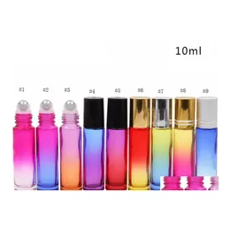 Packing Bottles 9 Colors Thick Glass Roll On Bottle 10Ml Colorf Essential Oil Roller With Stainless Steel Ball Empty Per Sn489 Drop Dhwzs