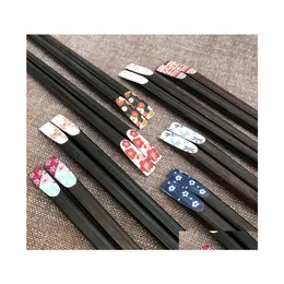Chopsticks Japanesestyle Natural Wooden Cherry Flower Home Restaurant Kids Chop Sticks Sushi Children A Gift For Family Drop Deliver Dhfmi