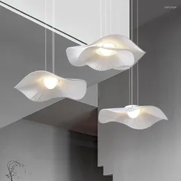 Chandeliers Nordic Dining Room Chandelier Modern Simple Atmosphere Living Bedroom Study Bar Stairs Design Fabric LED Decor Hanging Lamp