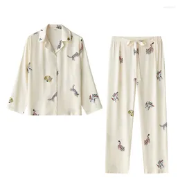 Женская одежда для сна 2023 летние женщины пижама гонгисатин шорты с коротким рукавом тигр