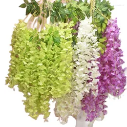 Kwiaty dekoracyjne 12 szt. Dekoracja ślubna sztuczna symulacja sznurka kwiatowego Wisteria sufit wisiorek