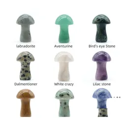 Декоративные предметы фигурки мини -грибная статуэтка натуральный камень кристалл Рейки исцеляющий полированный кварцевый орнамент подарка капля Otfy4