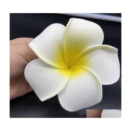 Decorative Flowers Wreaths 100Pcs 7Cm Wholesale Plumeria Hawaiian Foam Frangipani Flower For Wedding Party Hair Clip Jlloim Lucky Dhfx3