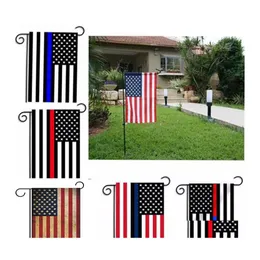 Banner flaggar US Party Decoration Thin Blue Line USA Flag Black White and American Garden 30x45cm Drop Delivery Home Festive Supplies OT63L