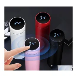 Water Bottles Fashion Smart Mug Temperature Display Vacuum Stainless Steel Bottle Kettle Thermo Cup With Lcd Touch Sn Gift Dbc 474 D Dhxut