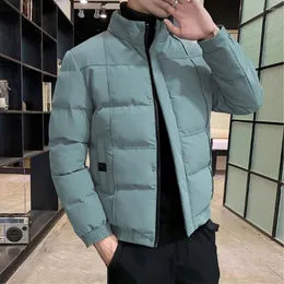 Herrjackor Autumn Jacket Men bomull vadderad kappa stativ krage puffer fast färg casual höstkläder 2023 trender