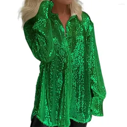 Women's Blouses Women's Y2K Sequin Button Down Shirt Long Sleeeve Sparkle Glitter Top Fashion Ropa Mujer Verano 2023 Elegant Clothes