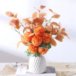 装飾的な花人工ブライダルシャワーウェディングアネモンブーケフェイクボールchrysanthemum diy fake flower
