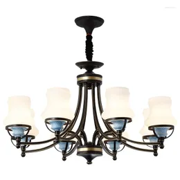 Chandeliers American Ceramic Living Room Lights Lamp Modern And Simple European Style Restaurant Ceiling Chandelier Led