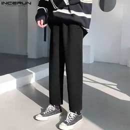 Pantaloni da uomo Stile coreano Pantaloni semplici da uomo All-match Moda Casual Maschile tinta unita Comodi pantaloni caldi S-5XL INCERUN 2023