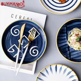 Tallrikar yjbd handmålad japansk skål skål västerländsk nötkreatur bryter frukost kreativ nettor röda bordsartiklar hem