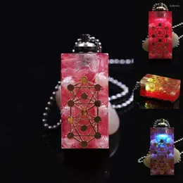 Pendant Necklaces Led Light Crystal Pearl Necklace Glow Pink Quartz Jewelry Multicolor Orgonite