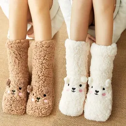 Kadın Çoraplar Harajuku sevimli kalınlaşıcı artı pamuk sıcak kış kawaii ayı çorap Noel hediyesi ev kat oda komik çorap