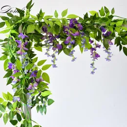 装飾的な花180cm長い花の弦楽人工ウィスターヴィスターヴァインラタン壁吊り装飾シミュレーション偽ヘッドブドウの結婚式