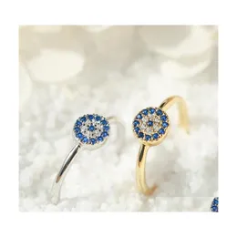 حلقات الفرقة S2385 Evil Eye 925 Sier Ring exting diamond Turklish Blue Eyes Open