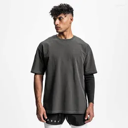 Herrar t skjortor sommar gym herrar muskeluys skjorta fitness t-shirt varumärke kläder bomull kortärmad tröja sport casual tees toppar