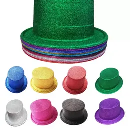 Jazz Magician Hats Kids Gold Powder Top Party Hat 2021 Modna Czerwona Różowa Zielona Zielona Żółta Purple Dzieci Maskaradyowe czapkę hurtową BB0118