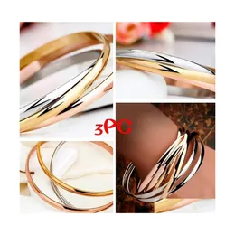 Bangle Titanium Steel Love Biżuteria Trójkolorowa Bransoletka dla kobiet dla współczesnych kobiet prezent z Veet Bag 3360 Q2 Drop dostawa Bransoletki Dhyrk