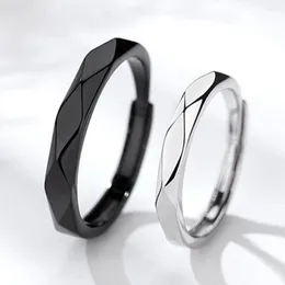 Pierścienie ślubne moda czarno-biała pryzmatyczna para obiecuje otwartą regulowaną parę długiej miłości biżuterię z miłością